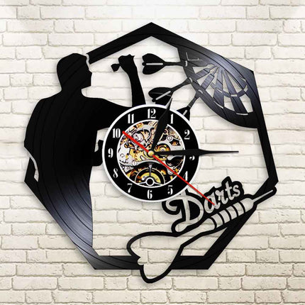 Unieke vinyl wandklok voor darters