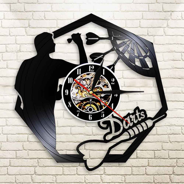 Unieke vinyl wandklok voor darters