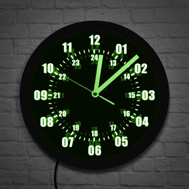 Militaire stijl wandklok met led verlichting