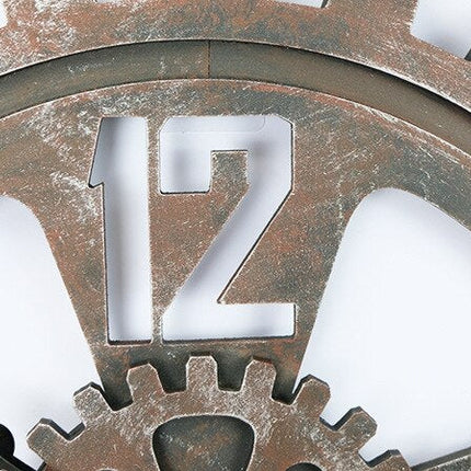 Grote wandklok industrieel in tandwielvorm