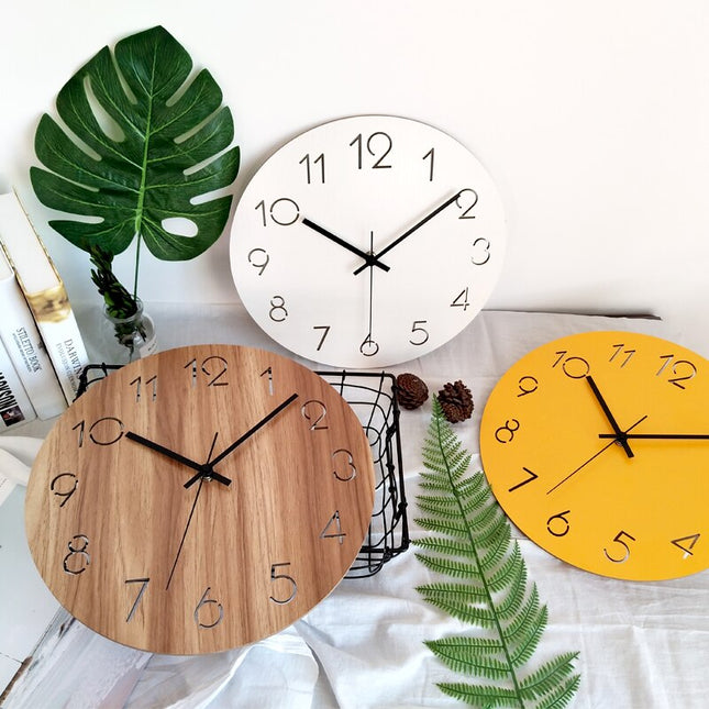 Moderne gele minimalistische design wandklok