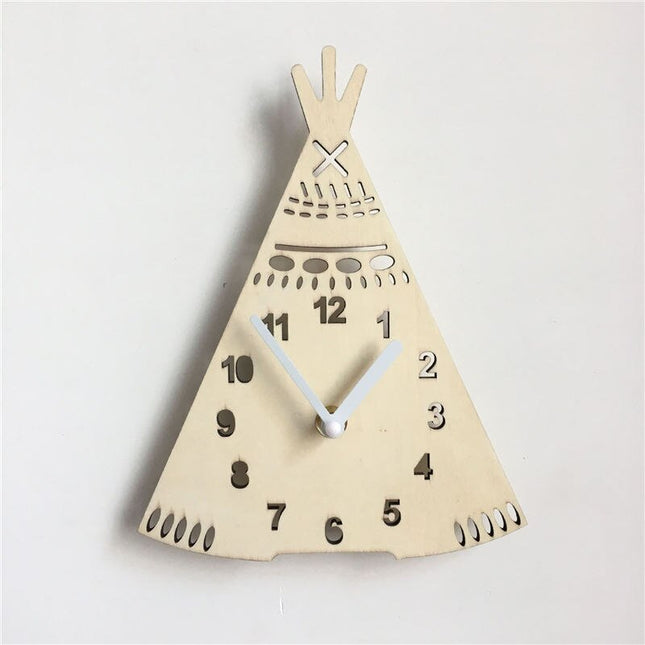 Houten wandklok uil voor kinderkamer