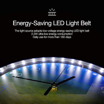 Moderne lichtgevende wandklok met LED