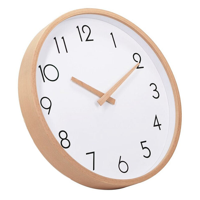 Minimalistische ronde wandklok van hout