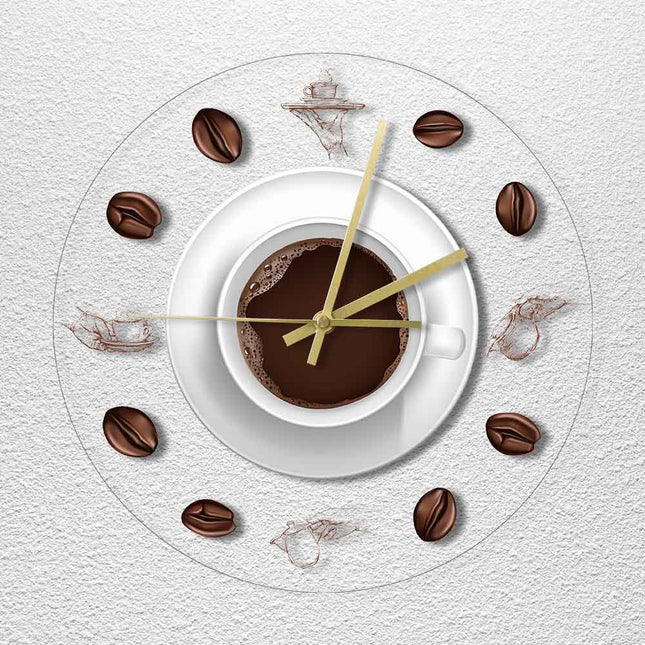 Keuken wandklok met kopje koffie