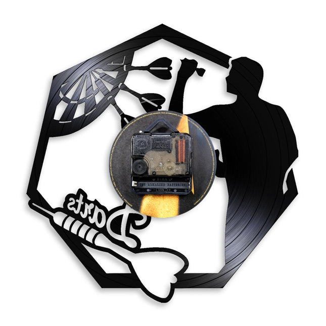 Unieke vinyl wandklok voor darters