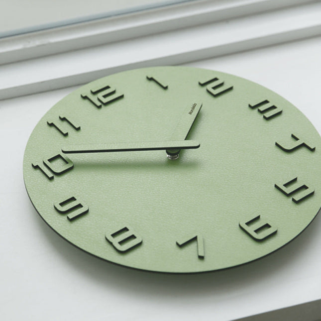Minimalistische groene 3D wandklok hout