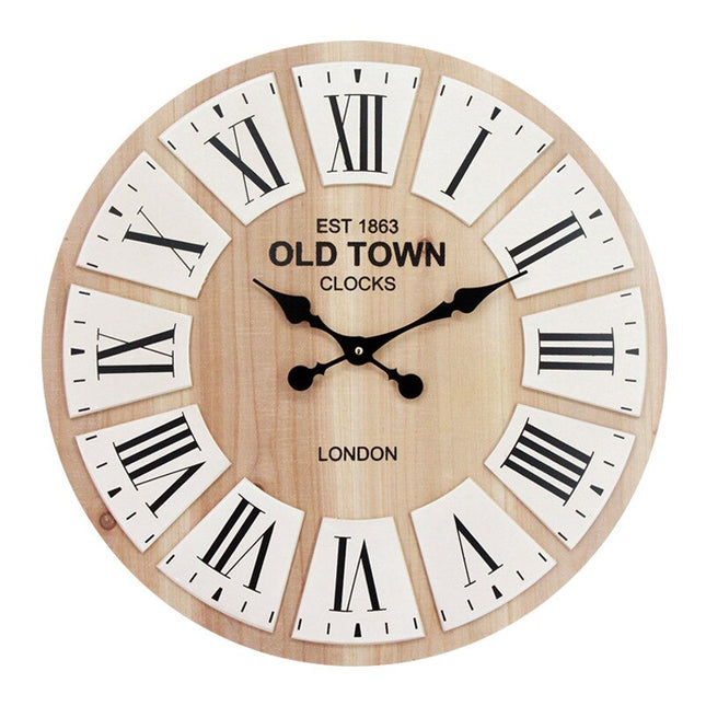 Vintage wandklok met houtlook Old Town