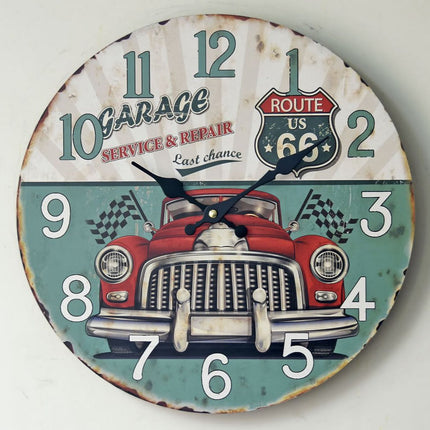 Vintage Route 66 garage wandklok