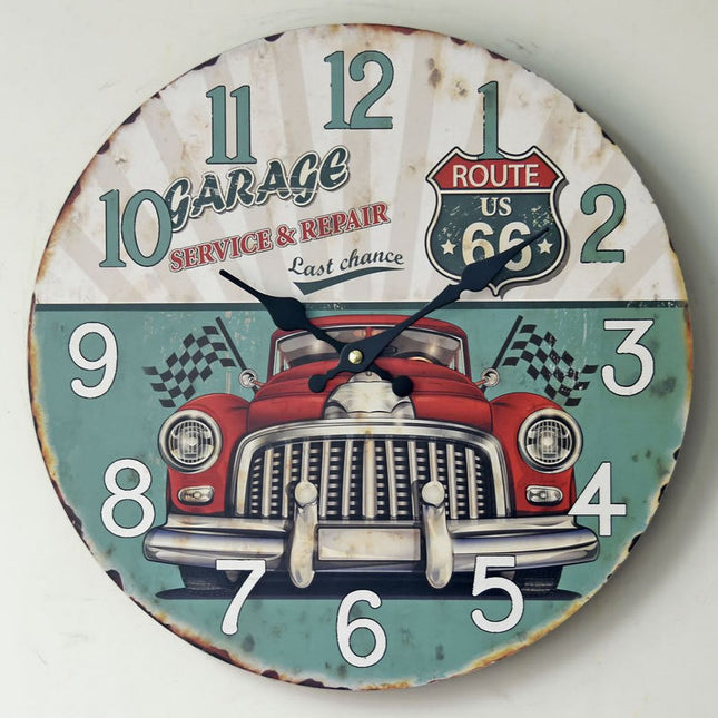 Vintage Route 66 garage wandklok