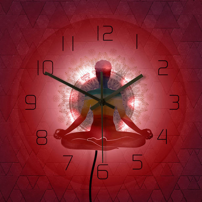 Wandklok met yoga pose voor rust
