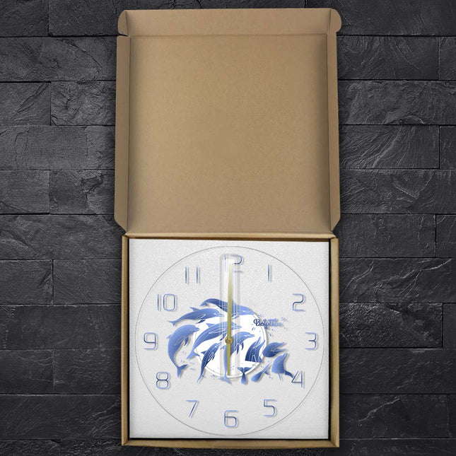 Mooie wandklok met springende dolfijnen