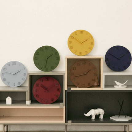 Minimalistische groene 3D wandklok hout