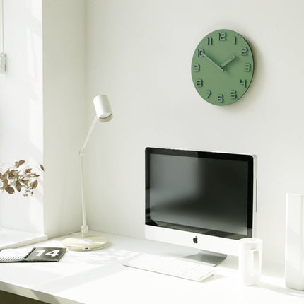 Minimalistische groene 3D wandklok hout