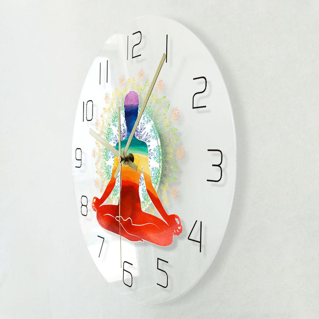 Wandklok met yoga pose voor rust