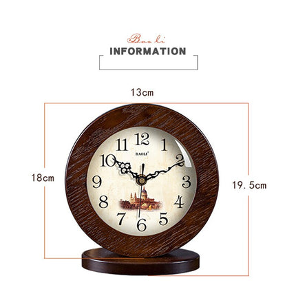 Ronde houten tafelklok vintage stijl