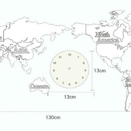 Wereldkaart wandklok met meerdere tijdzones