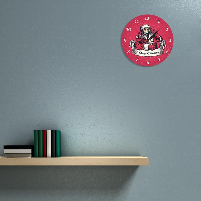 Rode kerst wandklok met kerstman