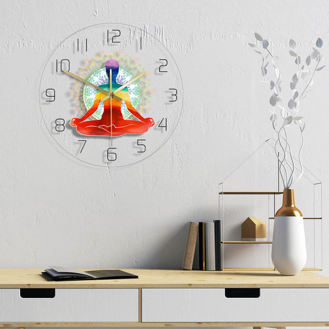 Wandklok met yoga pose voor rust