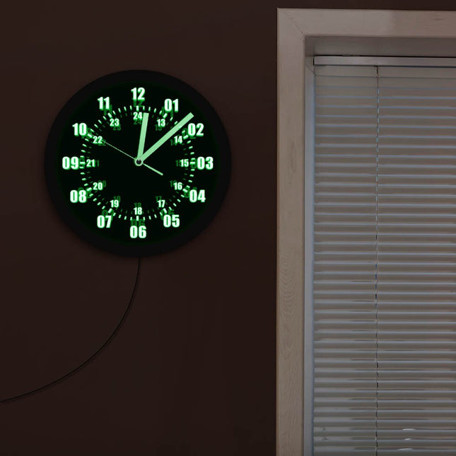 Militaire stijl wandklok met led verlichting