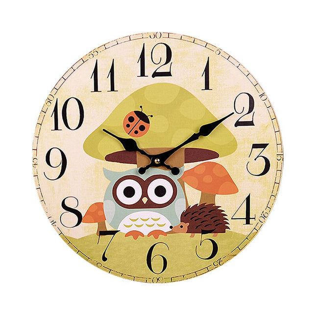Vintage wandklok met uil voor kinderkamer