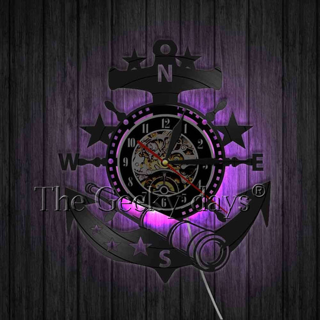 Marine vinylplaat klok met anker