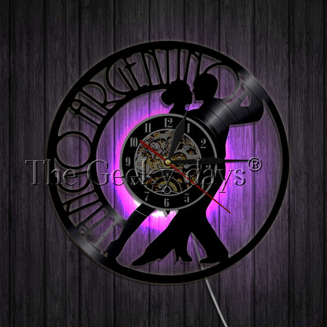 Vinyl klok met tango dansers