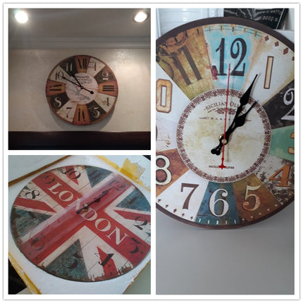 Wandklok met vintage roze rozen design