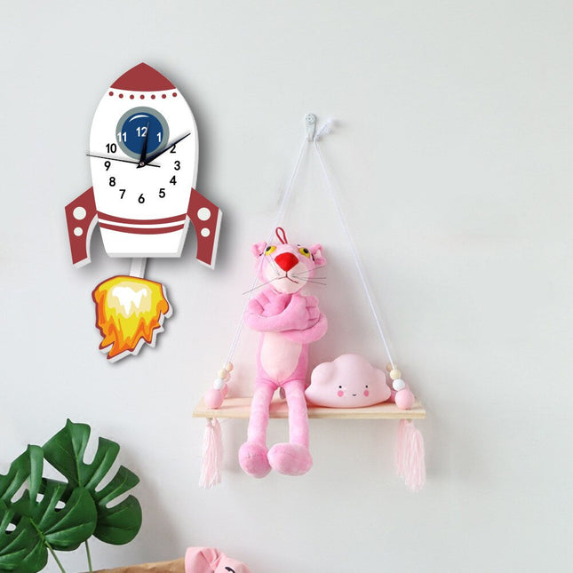 Kinderkamer wandklok in vorm van raket