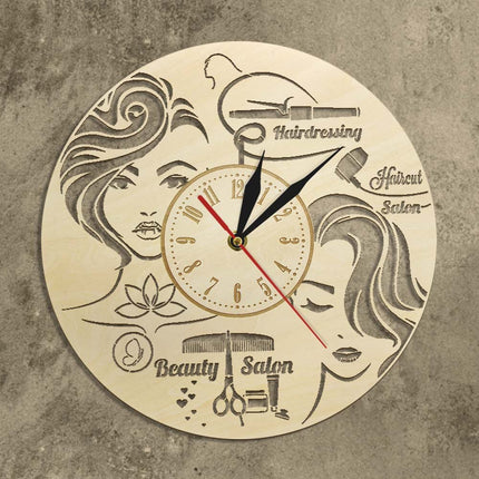 Decoratieve houten klok voor kapsalon