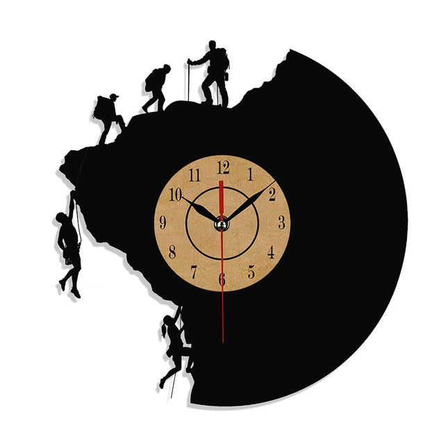 Vinyl wandklok met klimmen thema