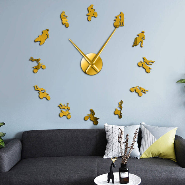 Grote 3D motor wandklok sticker