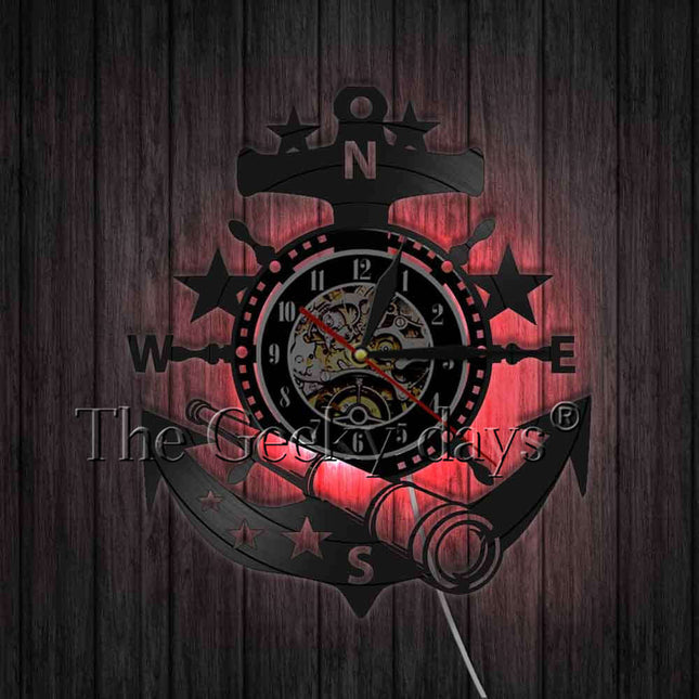 Marine vinylplaat klok met anker