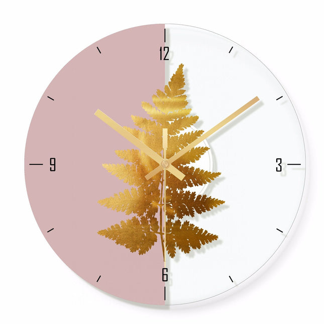 Moderne Wandklok met Gouden Palmblad