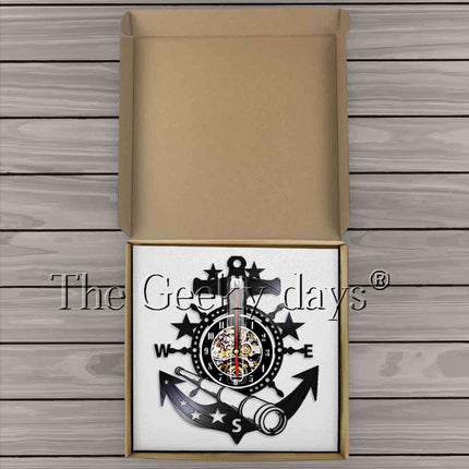 Marine vinylplaat klok met anker