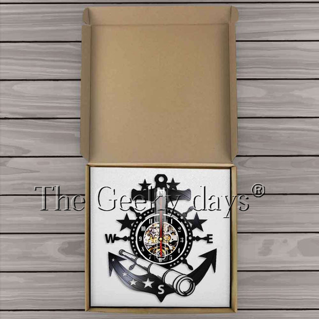 Marine vinylplaat klok met anker