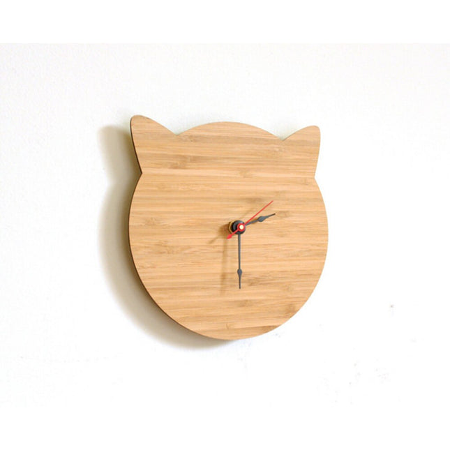 Houten kinderklok in vorm van kat