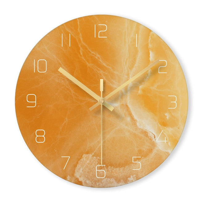 Wandklok met Witte Marmerlook en Goud