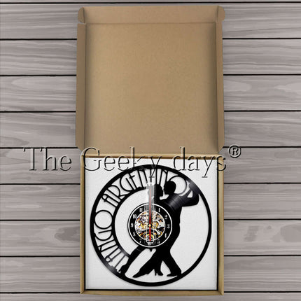 Vinyl klok met tango dansers