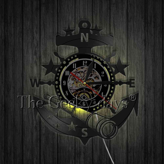 Marine vinylplaat klok met anker