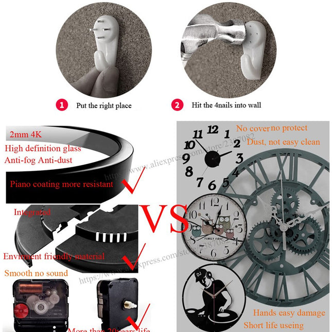 Oranje kinderklok met groene dinosaurus