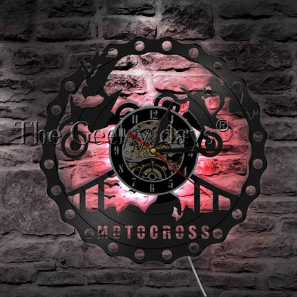 Wandklok motorcross design van vinylplaat