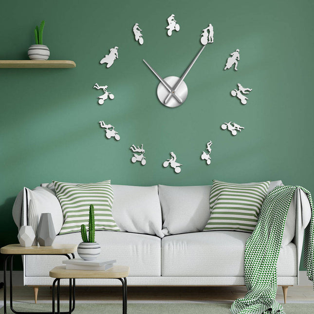 Grote 3D motor wandklok sticker