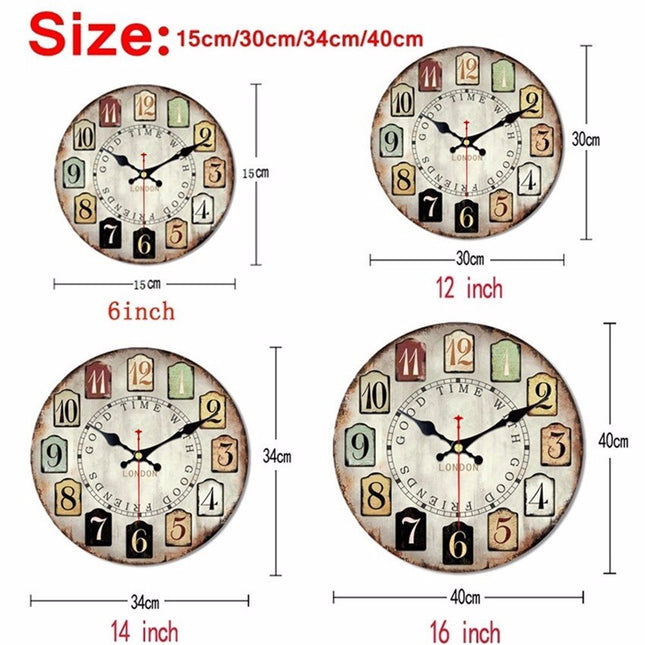 Wandklok met vintage roze rozen design