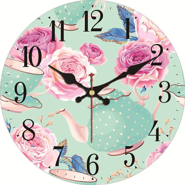 Wandklok met vintage roze rozen design