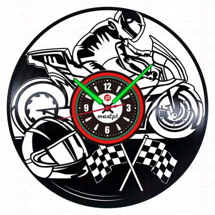 Motorcross wandklok rood en groen