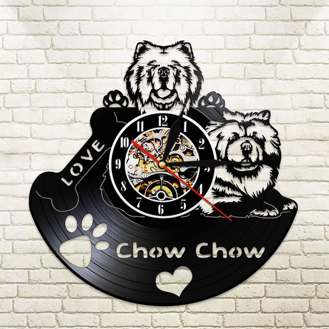Leuke vinylplaat klok Chow Chow hond