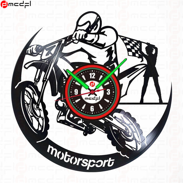 Motorcross wandklok rood en groen