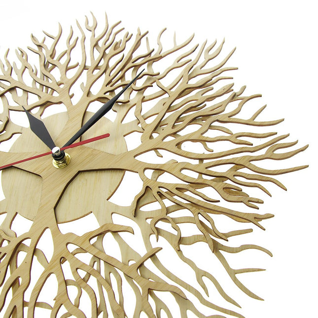 Decoratieve wandklok met boomwortel design