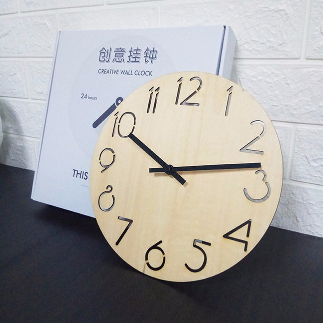 Minimalistische houten vintage wandklok